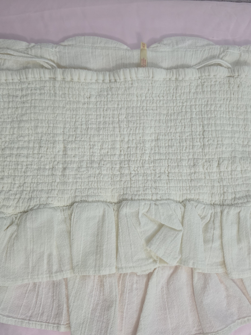 Free People Cream Ruched Ruffle Tube Top - Picture 4 of 4